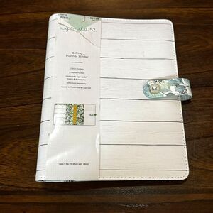 Agenda 52 6 Ring Planner Binder Pockets 7.5 x 9.5 inches Faux Wood White Washed